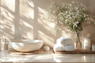 Clean and Crisp neutral tone bathroom basin